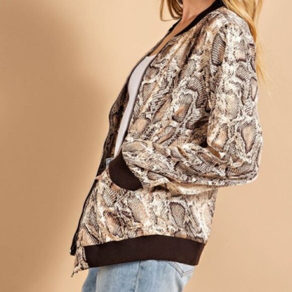 Python Print Bomber Jacket  - Picture 4 of 5